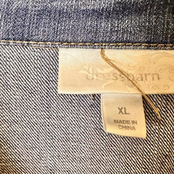 Dressbarn XL Fitted Denim Jean Jacket Womens Button Front Long Sleeve - Picture 9 of 10